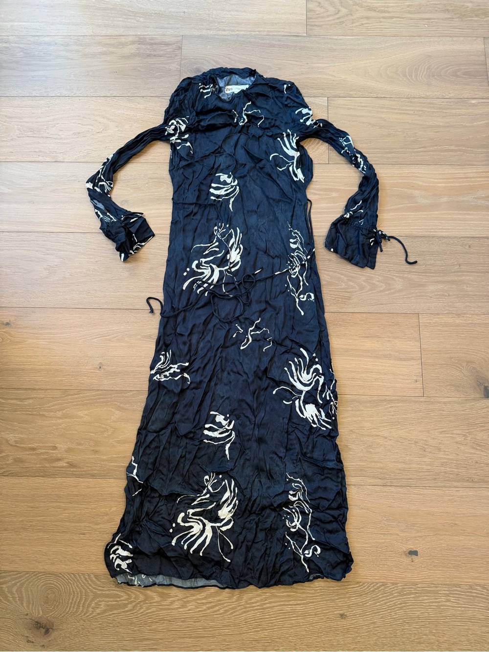 Zara navy Dress with White Floral Motif